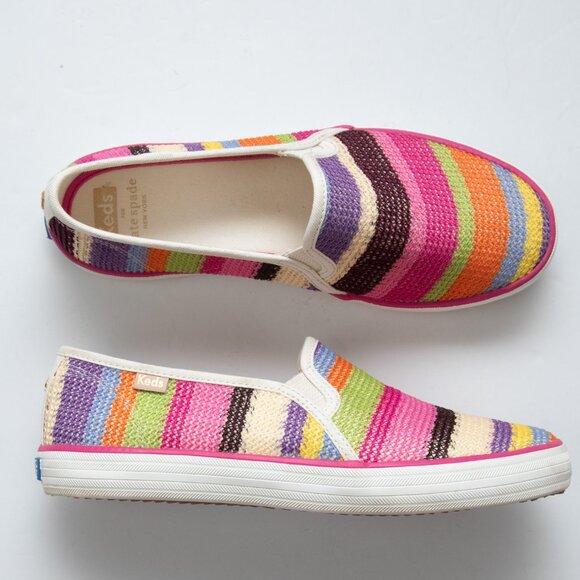 Keds X Kate Spade Shoes - Keds X Kate Spade New York Double Decker Crochet Sneakers Multicolor Stripe 7.5